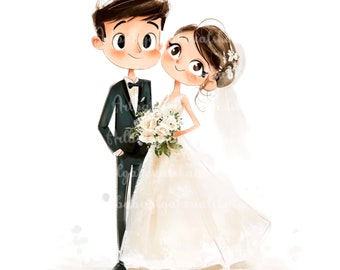 Wedding Clipart, Bride and Groom PNG, Digital Download