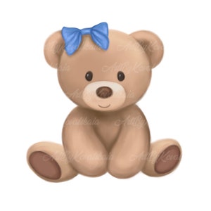Teddy Bear Clipart, Cute Bear PNG, Baby Shower, Digital Download