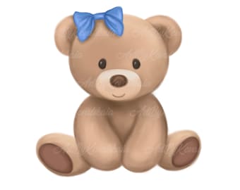 Teddy Bear Clipart, Cute Bear PNG, Baby Shower, Digital Download