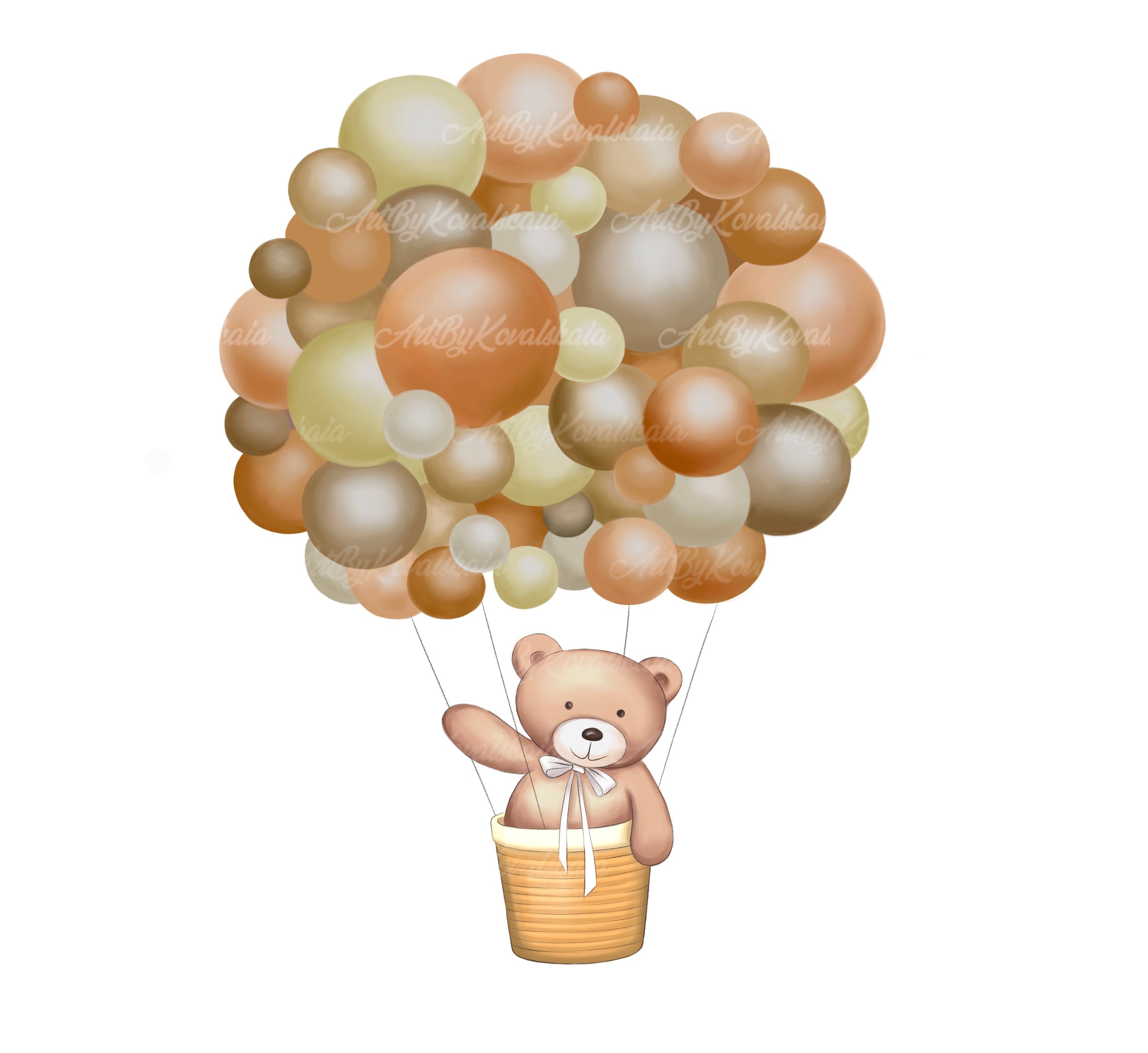 Teddy Bear Clipart Watercolor Teddy Bear Baby Shower Air | Etsy