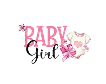 Baby Girl PNG, Baby Shower Lettering, Digital Download