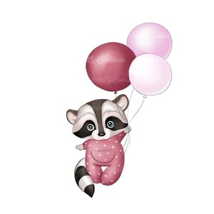 Raccoon PNG, Raccoon Clipart, Baby Shower Girl, PNG, Digital Download, Commercial Use