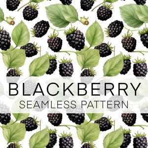 Seamless Pattern Blackberry, Watercolor Blackberries Digital Paper, Food Pattern, Instant download