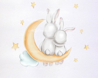 Aquarell Bunny Clipart, süßes Häschen, Clipart, PNG, Kaninchen, digitaler Download