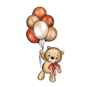 Teddy Bear Clipart, PNG, Baby Shower Clipart, Digital Download