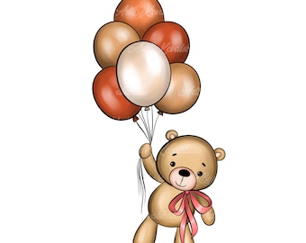 Teddy Bear Clipart, PNG, Baby Shower Clipart, Digital Download