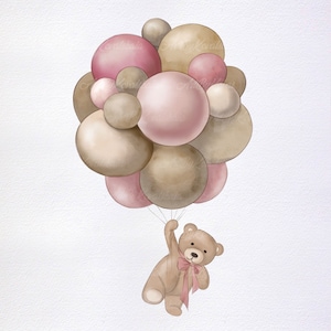 Teddy Bear Clipart, Watercolor Teddy Bear, PNG, Baby Shower, Digital Download