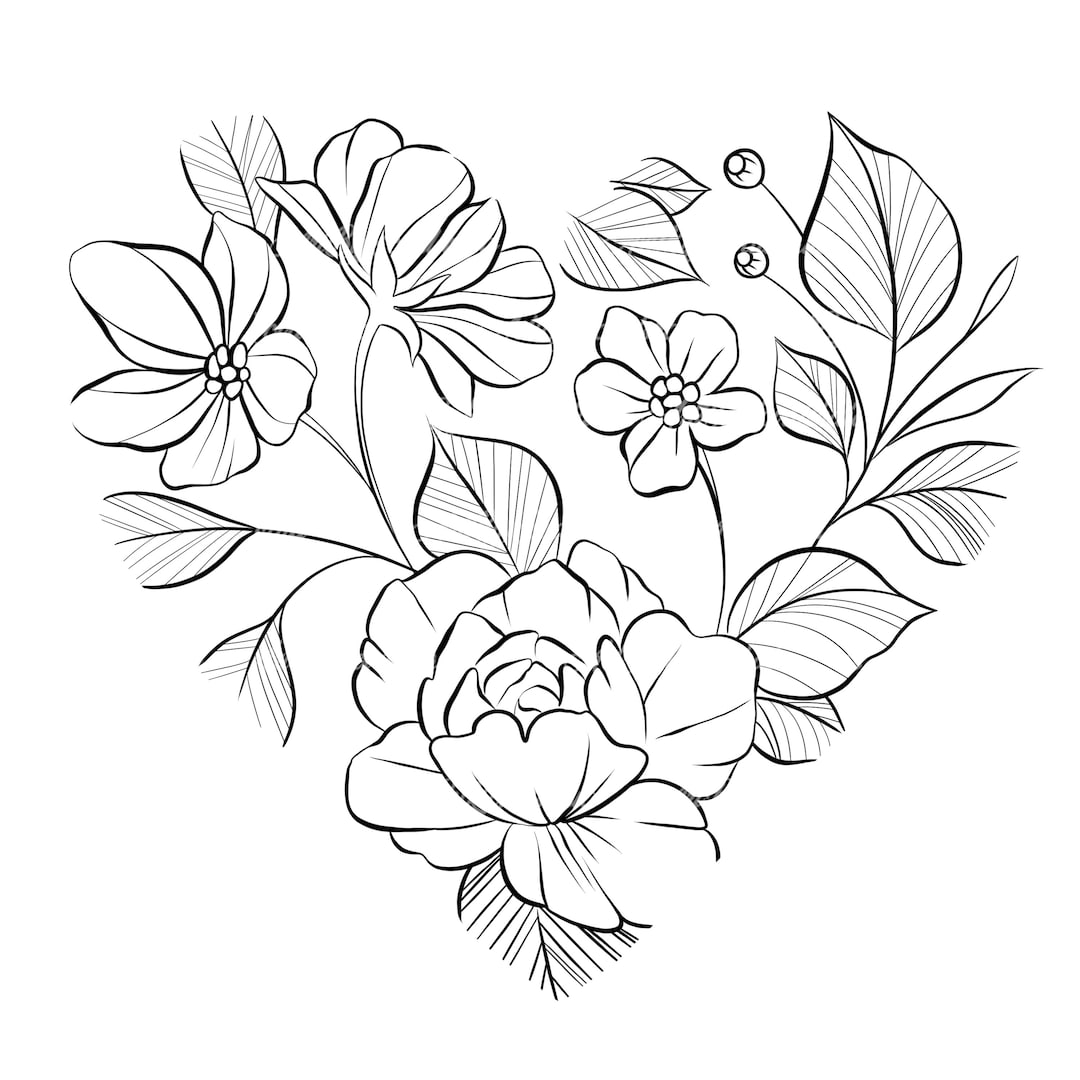 Heart Tattoo Design, Flower Tattoo PNG, Tattoo Design for Women, Personalized Tattoo Design