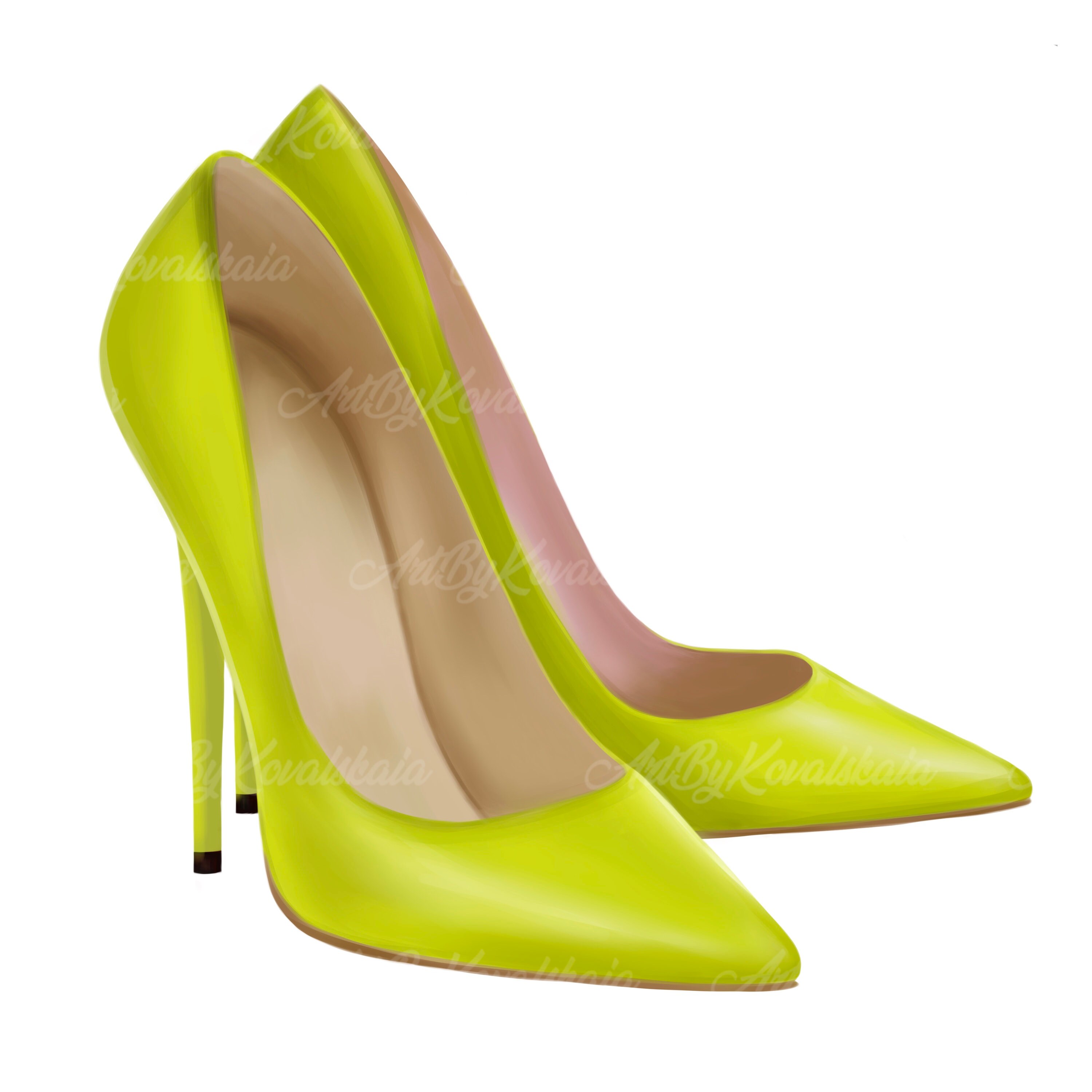 Green high shop heel pumps