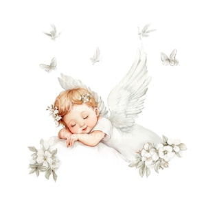 Watercolor Baby Angel Clipart: PNG Image (Digital Download)