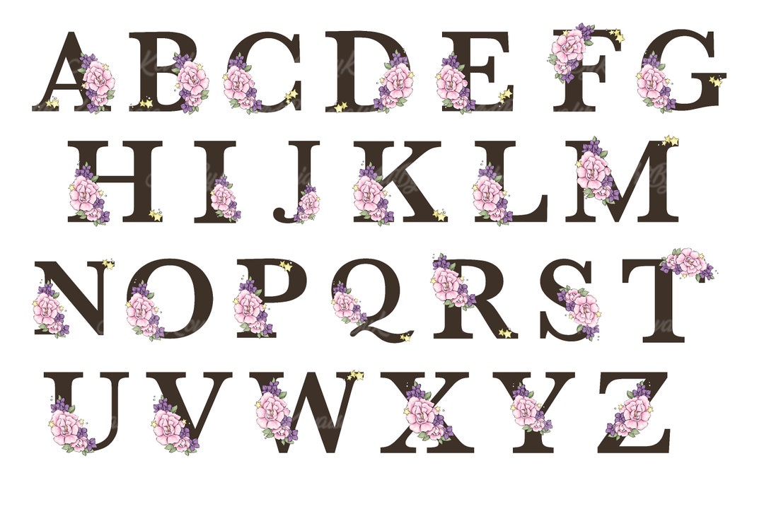 Floral Alphabet Clipart, Letters Clipart, Flowers Clipart, Spring
