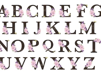 Floral Alphabet Clipart: Spring Flower Letters (Digital Download)