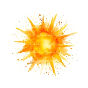 Watercolor Sun PNG Clipart, Summer Clip art, DIGITAL DOWNLOAD