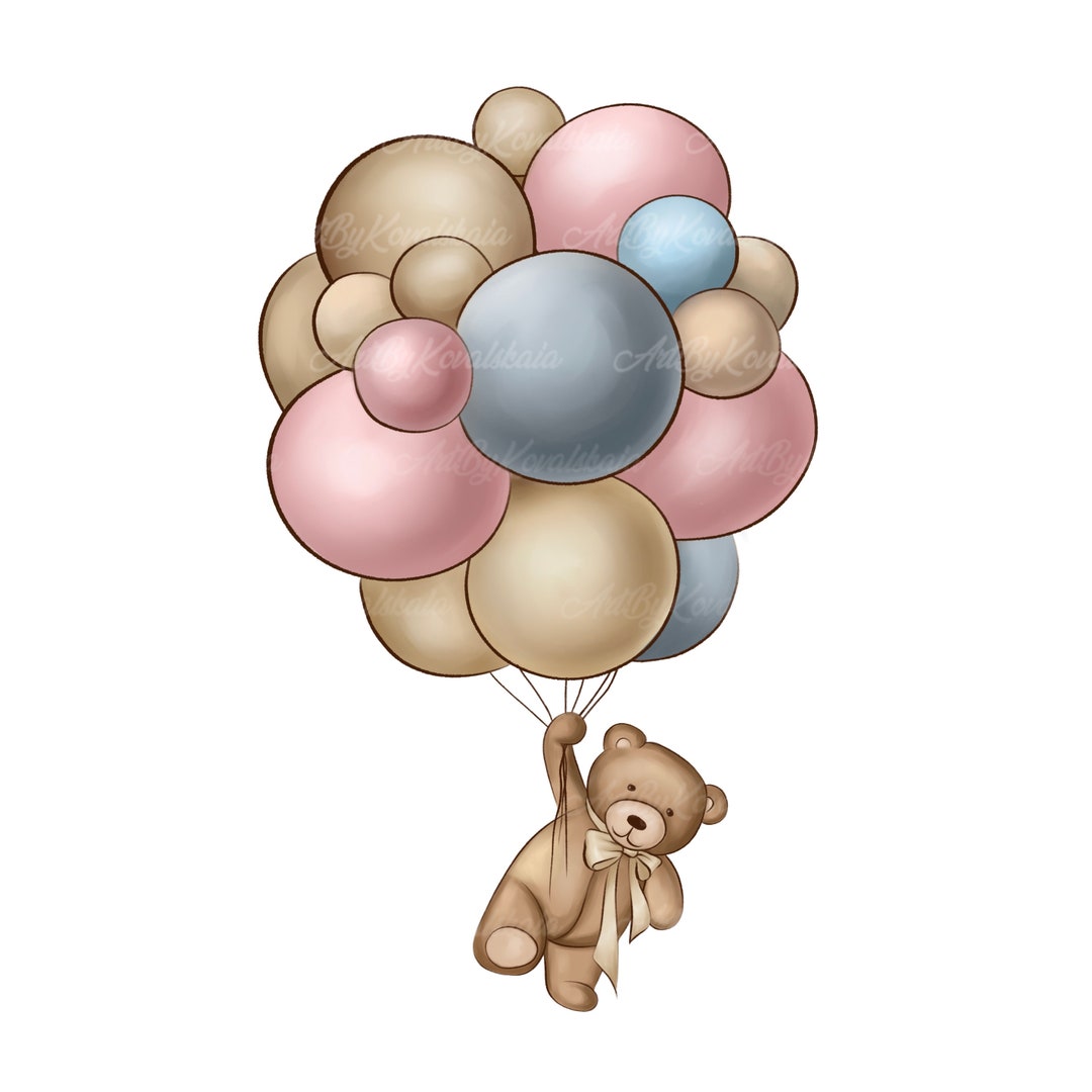Teddy Bear With Balloons Clipart: Baby Shower PNG (digital Download) - Etsy