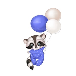 Raccoon PNG, Raccoon Clipart, Digital Download, Baby Shower Girl, PNG, Commercial Use