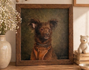 Retrato personalizado de mascota pintado al óleo: Arte personalizado de perros sobre lienzo, retrato de gatos, arte pintado a mano, decoración de pared, regalo para el Día de la Madre.