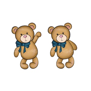Teddy Bear Clipart, PNG, Baby Shower Boy, Descarga digital, Uso comercial