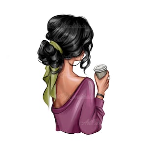 Girl Clipart, Fashion Girl Clipart, Fashion PNG, Coffee, Digital Download, Commercial Use