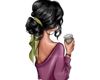 Clipart fille, mode fille Clipart, mode PNG, café, téléchargement numérique, utilisation commerciale