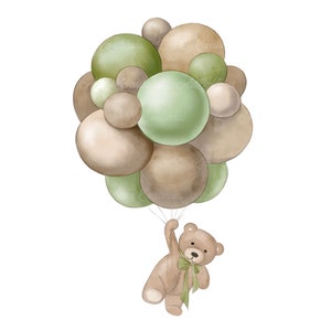 Teddy Bear Clipart, Watercolor Teddy Bear, PNG, Baby Shower, Digital Download