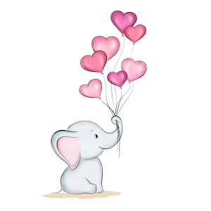 Elephant Clipart, Elephant Baby Shower, Elephant PNG, Baby Shower Girl, Digital Download