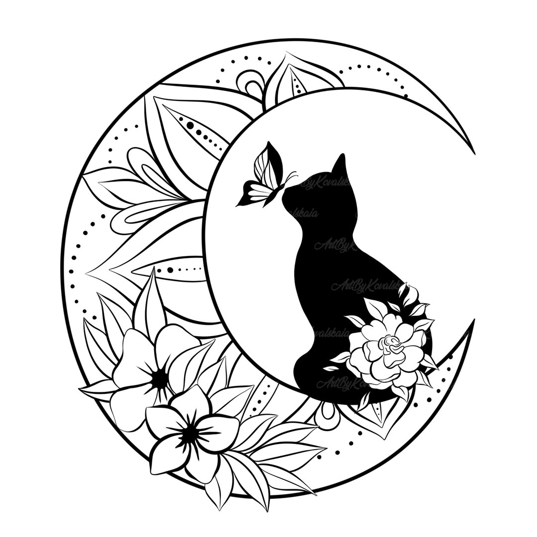 Tattoo Design, Tattoo Cat, Personalized Tattoo Design, Digital Download ...