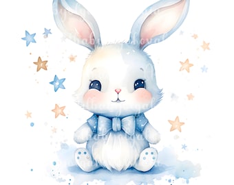 Aquarell Hase Clipart, Niedlicher Hase PNG, Kaninchen, DIGITAL DOWNLOAD