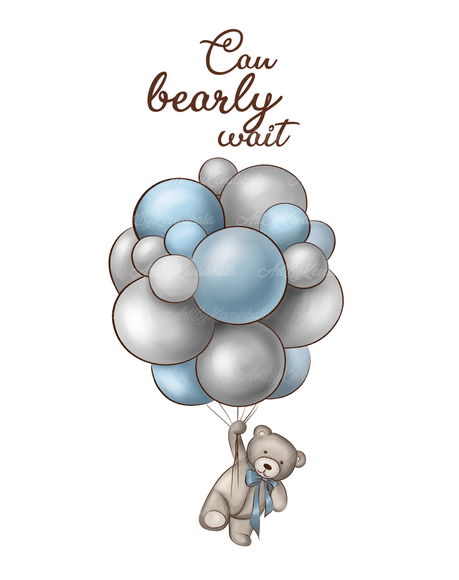 Teddy Bear Clipart, Can Bearly Wait, PNG, Baby Shower, Digital Download ...