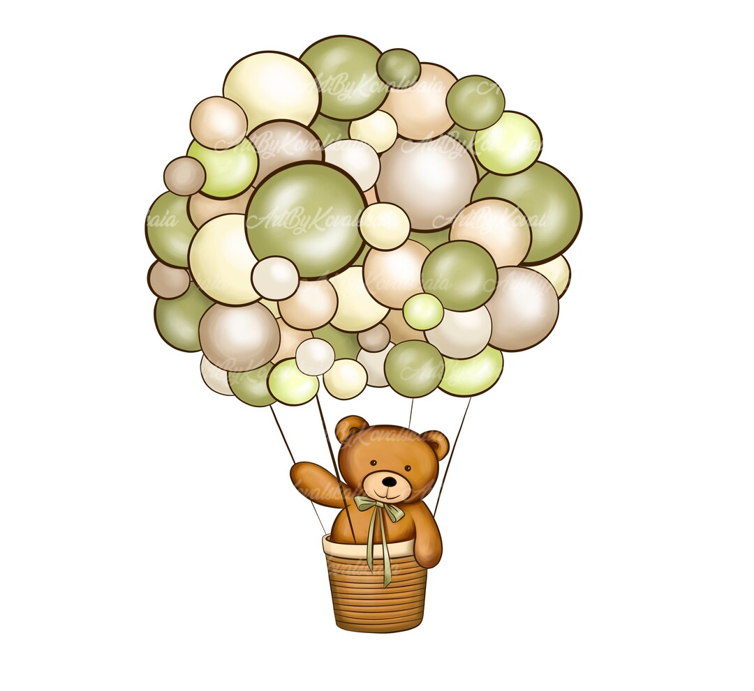 Teddy Bear Air Balloon Clipart, Baby Shower PNG (digital Download) - Etsy