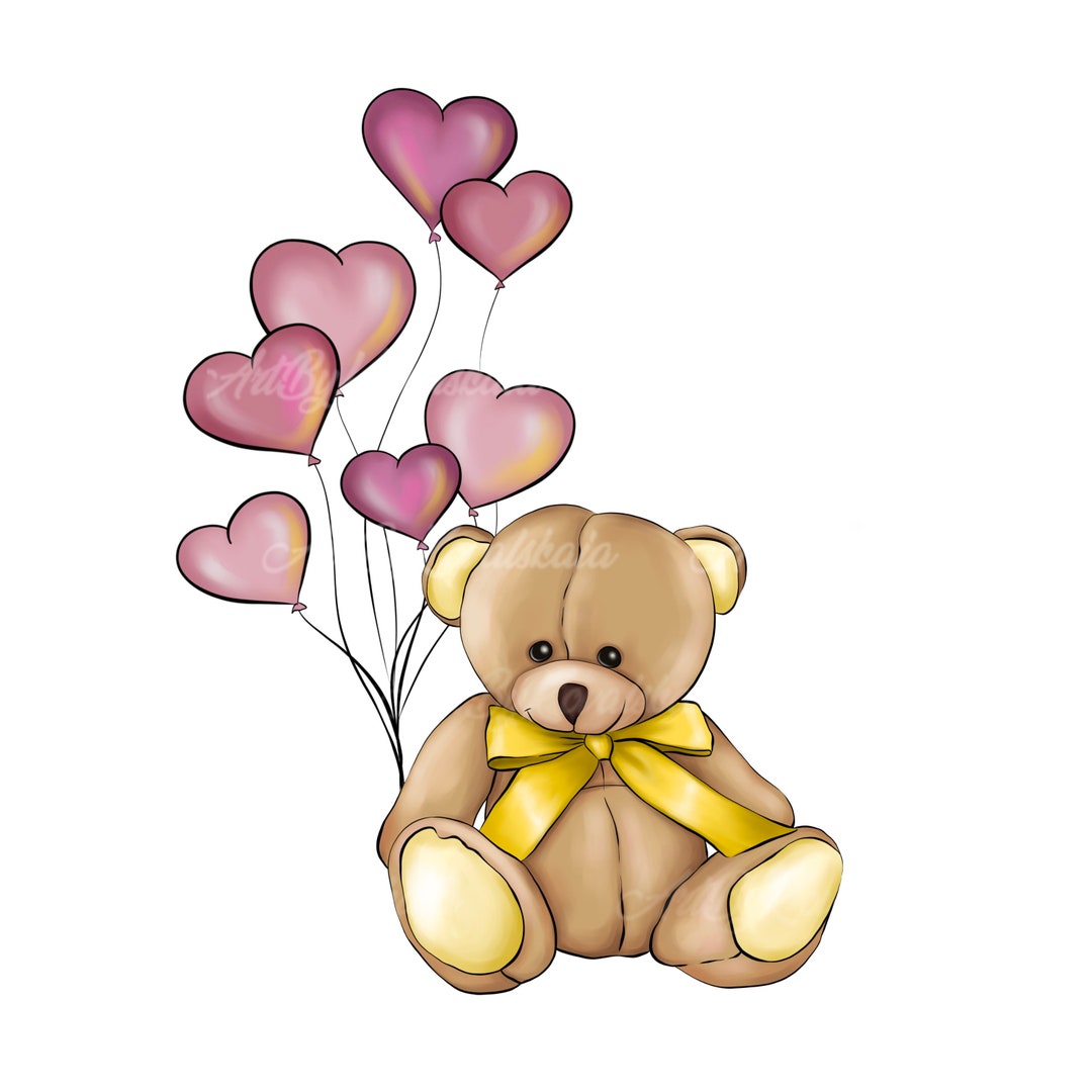 Teddy Bear PNG, Valentines Day Clipart, Teddy Bear Clipart, Digital
