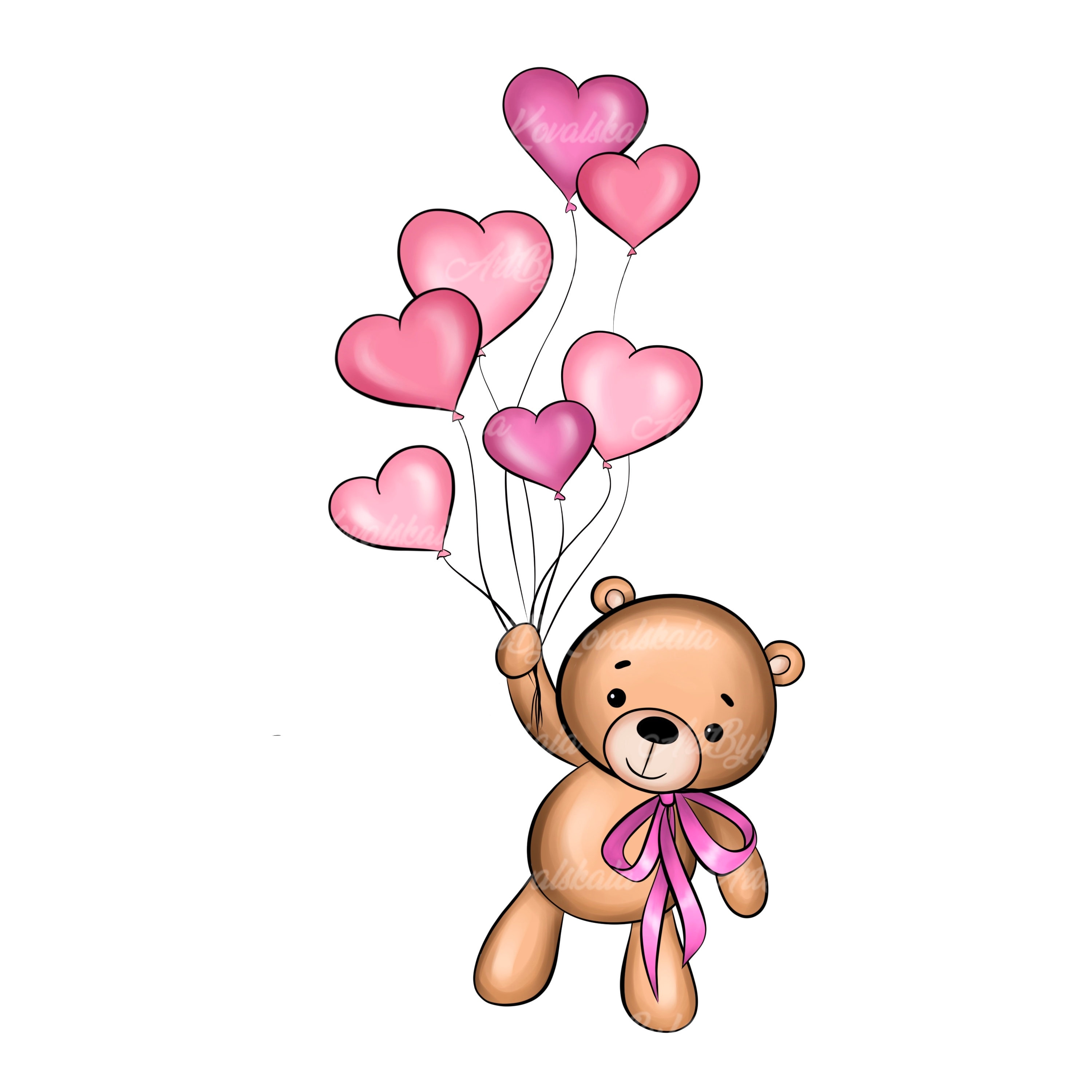 Teddy Bear With Heart Balloons PNG Clipart (digital Download) - Etsy