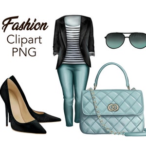 Fashion Clipart, Fashion Set, Fashion Accessories Clipart, PNG, Digital Download