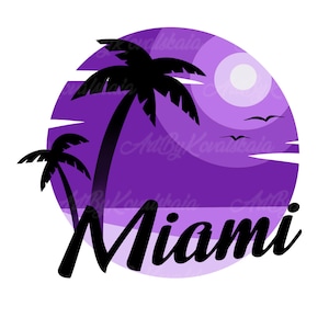 Miami PNG, Miami Clipart, Sunset, Palm trees, Digital Download