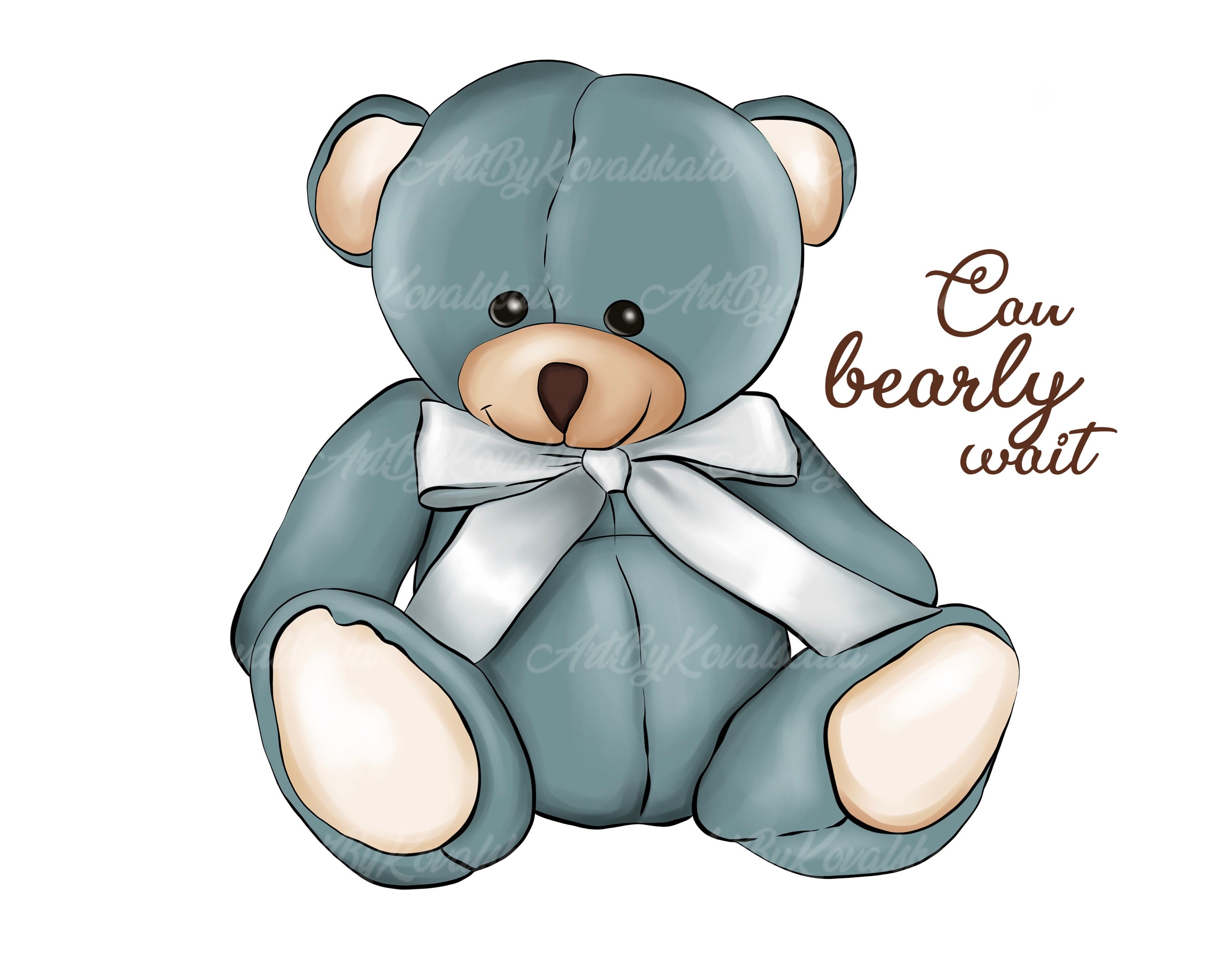 Teddy Bear Clipart, Can Bearly Wait, PNG, Baby Shower, Digital Download ...
