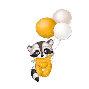 Raccoon PNG, Raccoon Clipart, Baby Shower Girl, PNG, Digital Download, Commercial Use
