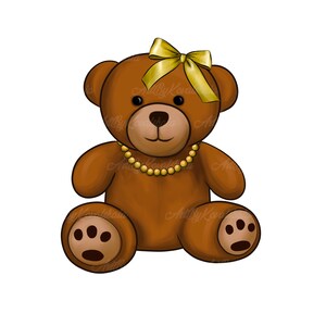 Teddy Bear Clipart, Bear PNG, Baby Bear, PNG, Baby Shower Girl, Digital Download, Commercial Use