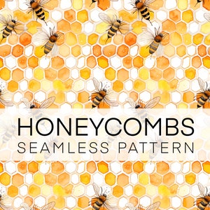 Honeycombs Seamless Pattern, Digital Paper, Bees, Honeycombs Digital Pattern, Instant Download