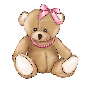 Teddy Bear Clipart, Bear PNG, Baby Bear, PNG, Baby Shower Girl, Digital Download, Commercial Use