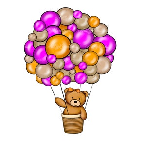 Teddy Bear Clipart PNG Baby Shower Air Balloon Digital - Etsy