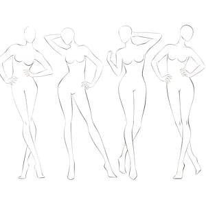Female Fashion Croquis Template, Fashion Figure Sketches, Fashion Illustration, Digital Download