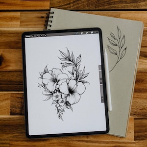 Tattoo Design, Flower Tattoo PNG, Tattoo Design For Women, Personalized Tattoo Design, Digital Download