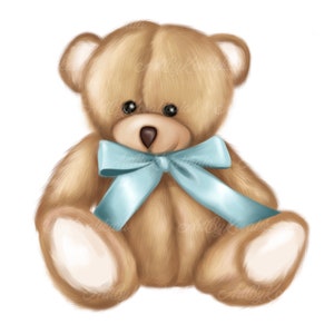 Teddy Bear Clipart, Fluffy Bear PNG, Baby Bear, PNG, Baby Shower, Digital Download, Commercial Use