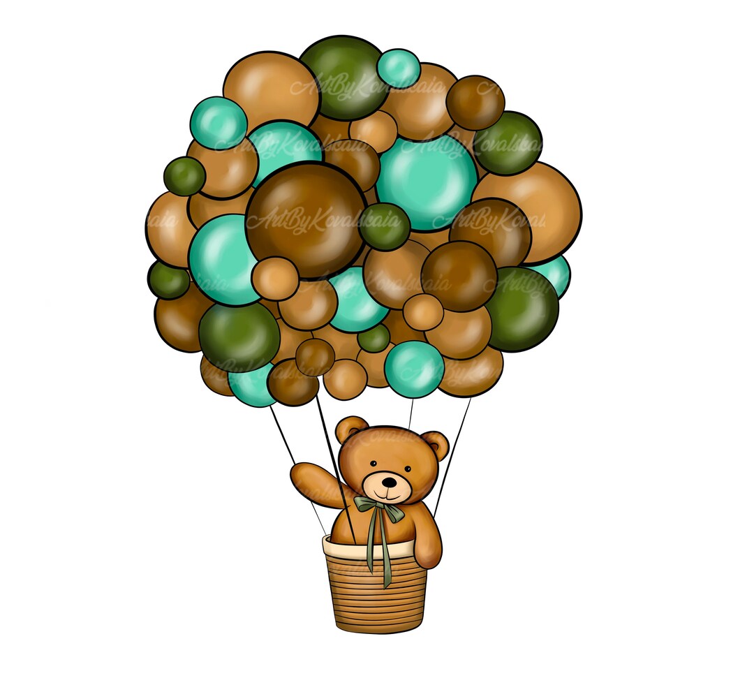 Teddy Bear Air Balloon Clipart, Baby Shower PNG (digital Download) - Etsy