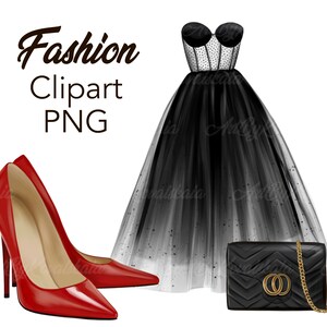 Fashion Clipart, PNG, Fashion Accessories Clipart, Fashion Set PNG, Digital Download