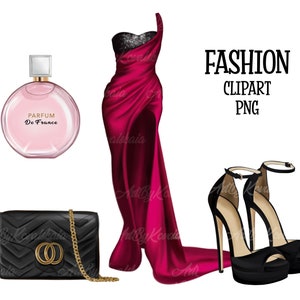Fashion Clipart, Fashion Accessories Clipart, Fashion Set PNG, Digital Download