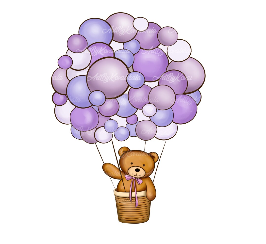Teddy Bear Air Balloon Clipart: Baby Shower PNG (digital Download) - Etsy