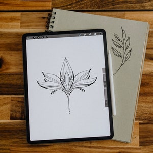 Tattoo Design For Women, Tattoo Lotus, Flower, Personalized Tattoo Design, Digital Download