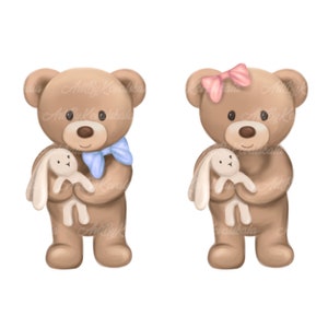 Teddy Bear PNG, Teddy Bear Clipart, Baby Shower Clip art, Gender Reveal, Digital Download