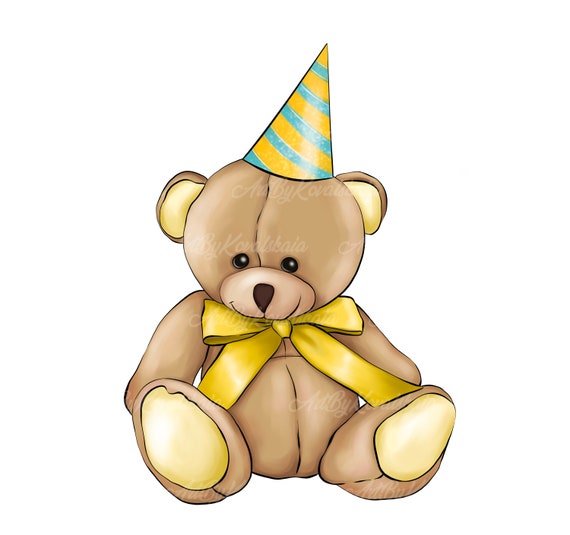 Teddy Bear Clipart Bear Birthday PNG Baby Shower Digital Etsy