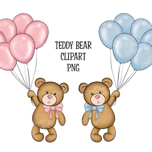 Teddy Bear Clipart, Bear PNG, Baby Shower, PNG, Digital Download, Commercial Use